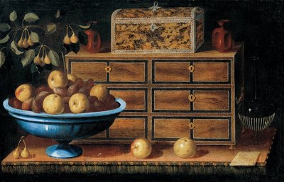 Writing Desk with a Small Chest and a Fruit Bowl by Pedro de Camprobín